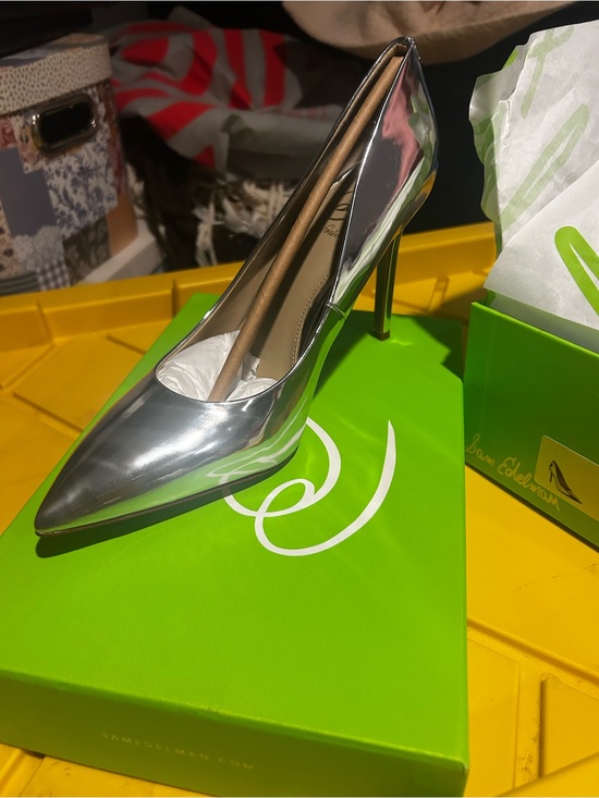 Sam Edelman Shoes - Sam Edleman Silver Pointed-Toe Stiletto Pump - Women